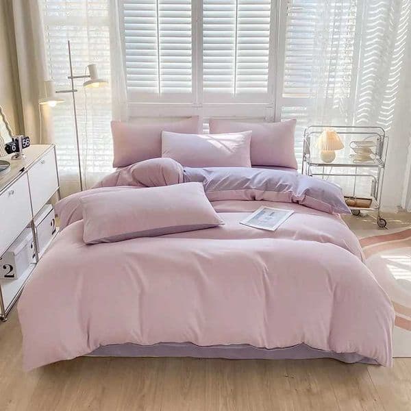 Washed Cotton Pink Bedding Set Duvet Cover 240x220 Bed Linen 160x200 Queen King Sheets Full Bundle Double Bedspreads Comforterxl H251011
