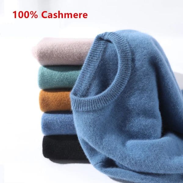 100% Cashmere Sweater Mens Pullover Autumn Winter Soft and Warm Knitted 241115