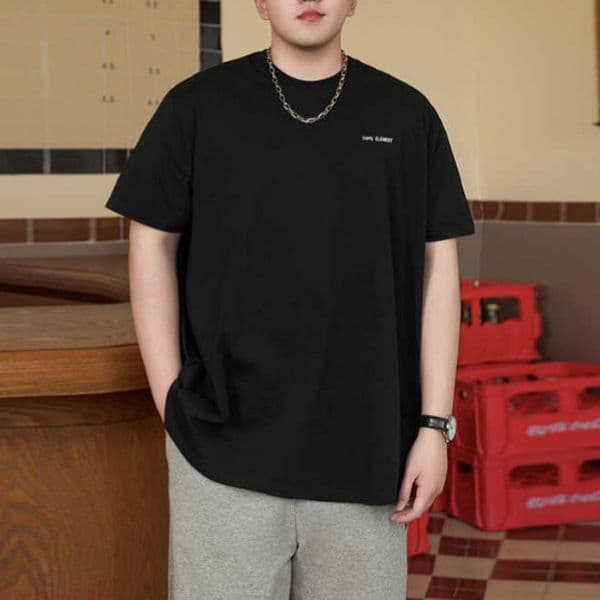 Trendy Plus Size Men's Summer New Solid Color Loose Fit Oversized Pure Cotton Simple Designer Shirt Short Designer Hoodie Sleeve T-shirt
