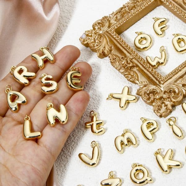 1Pcs Brass Charms 18K Real Gold Plated English Letter Capital Alphabet Initial AZ Pendant Personalized Jewelry Making Finding 251011