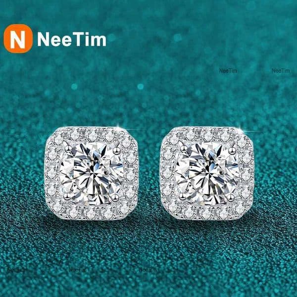 Neetim Real 051 Carat D Color Moissanite Stud Earrings For Wen 100 925 Sterling Silver Sparkling Earring Wedding Jewelry X251011