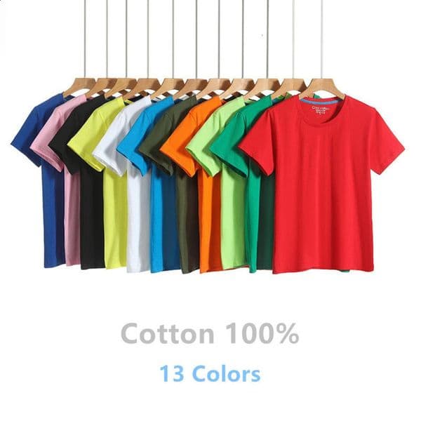 100% Cotton Mens Tshirt Solid Color Round Neck Short Sleeve Top 240821