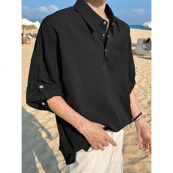 Long Sleeve Polo Shirt For Men Spring Summer High-end Stylish Designer Hoodie Trendy Brand Plus Size Designer Shirt Three Quarter Sleeve Casual Shirt Summer T-shirt