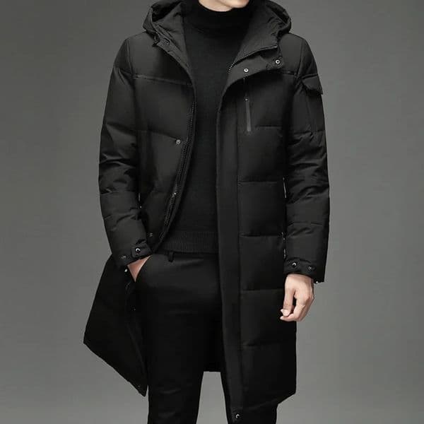 Fashion Men 90% White Duck Down Hooded Jackets Mens Winter Thick Warm Waterproof Parka Overcoat Long 5XL 241112