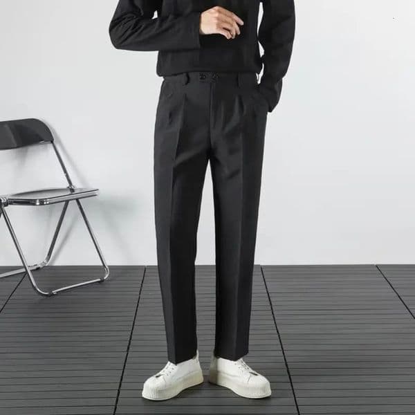 Elegant mens straight pants loose dresses summer workwear Korean reviews clothing sets 250313