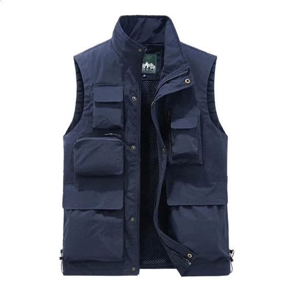Multi pocket mens outdoor sports fishing reporter pography casual volunteer vest 240926