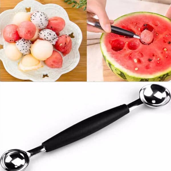Double Headed Multi Purpose Stainless Steel Watermelon Digger Fruit Spoon Digging Ball Spoon Melon Baller Scoop Kitchen Gadgets W0314