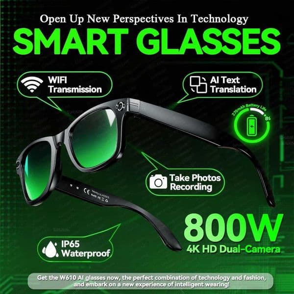 2025 Smart Glasses Men 8MP Camera WiFi Bluetooth Touch Control IP65 Waterproof AI Translation Noise Cancelling AI Glasses Women X251011