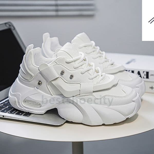 Designer Shoes Trendy Running Shoes Sneakers Versatile Black White Trainers Durable Leather Height Increase Thick Soled Outdoor Wear Mens Shoes