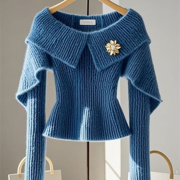 Fall Winter Women Slash Neck Jumper French Vintage n Pullovers Tops Mori Girl Sweaters Long Sleeve Korean Fashion Knitwears 241021