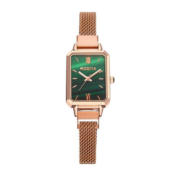 Square Pea Mesh Strap Decorative Green Watch Women's High-end Feel