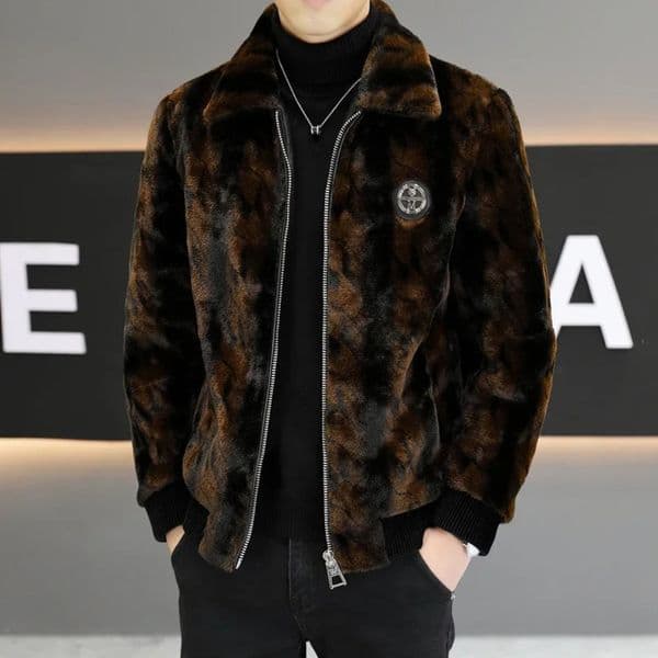 Winter Faux Fur Mink Jackets Men Thicken Warm Coat fashion lapel Casual Business Social Overcoat Clothing 241112