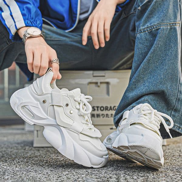 Designer Shoes Casual Sneakers White Black Trendy Versatile Durable Extra-Large Mens Height-Increasing Dad Shoes Size 39-46