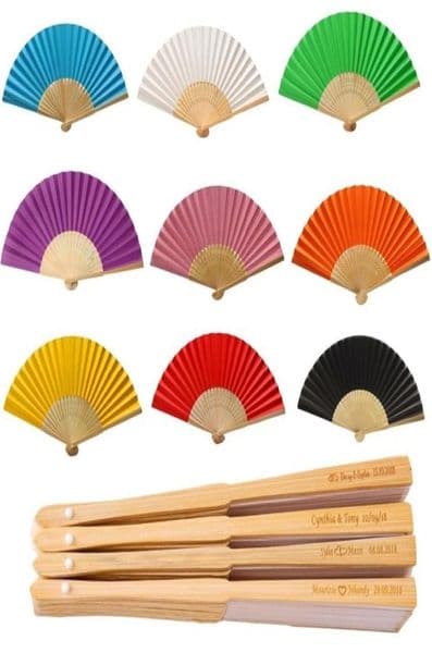 50Pcs Personalized Folding Paper Hand Fan Fold Vintage Paper Fans Wedding Party Favors Baby Shower Gift Wedding decoration fan22064781535