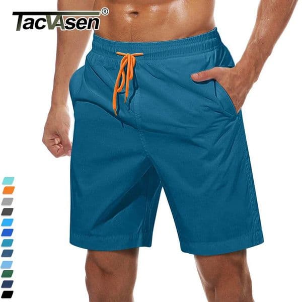 TACVASEN Summer Beach Board Swim Shorts Mens Casual Surfing Swimming Trunks Outdoor Jogger Sweatshorts Elastic Waist Gym 240415