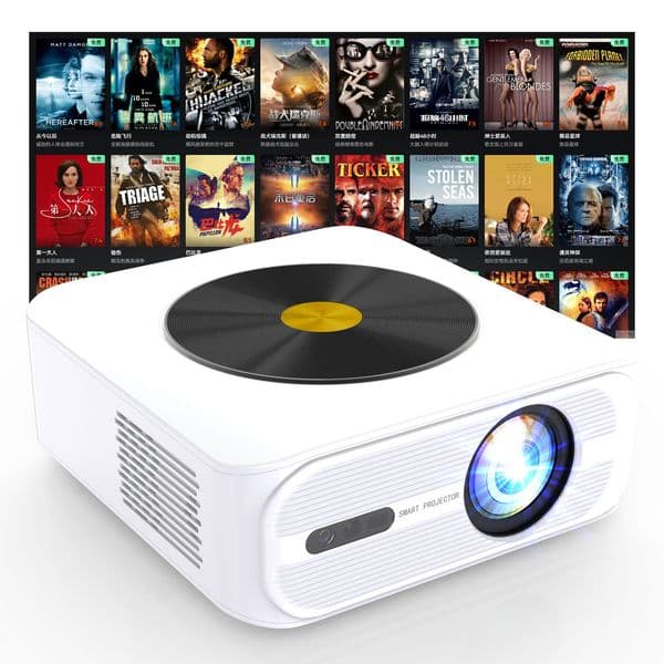 YT800 Mini Smart Projector with Touch Screen, Portable Home Cinema Office Projector with Built-in Wi-Fi, HD Compatible