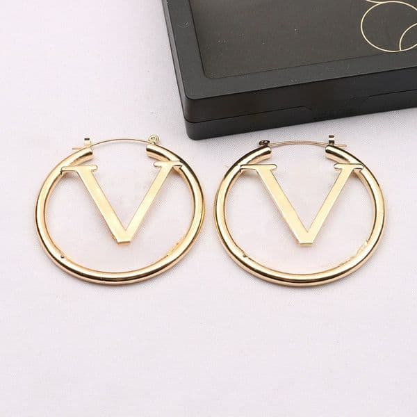 Luxury Brand Designers Letters Stud Clip Eardrop Round Geometric Famous Women Crystal Rhinestone Metal Earring Wedding Party Jewerlry 20 Style
