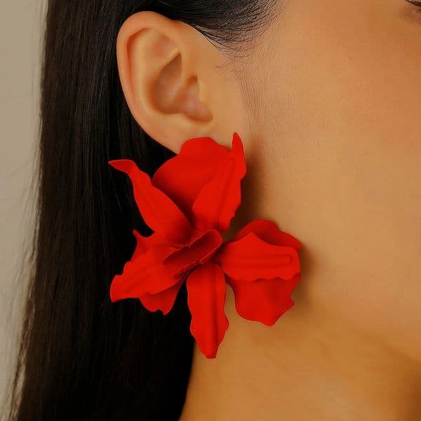 Exaggerated Big Geometric Flower Earrings For Women Jewelry 2025 Trending Womens Summer Vacation Style Earrings 251011