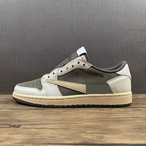 Sports 1 Shoes Low OG x Fragment Travis Suede Shoe Mens Basketball Mocha Begie Cream Color Designer Sneakers With Original Box