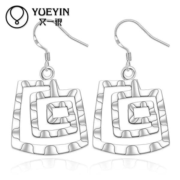 E344 Silver Plated Drop Earrings Fashion Women Unique Style Brincos De Festa Aretes De Plata Orecchini Dangle Earrings 251011