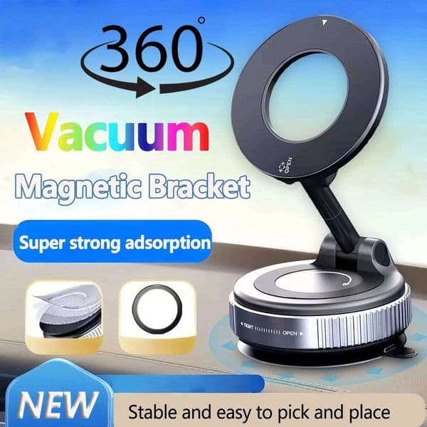 Vacuum Adsorption Phone Holder 360° Rotation For Car Desk Bathroom Strong Magnetic Bracket
