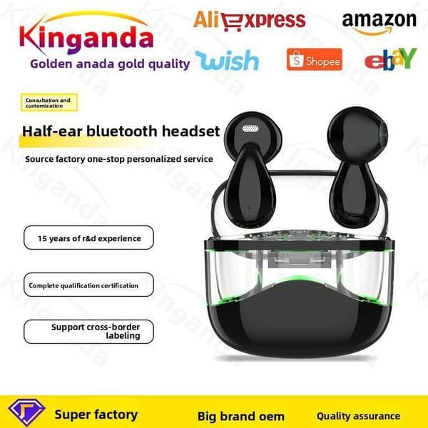 Wireless Bluetooth call noise reduction comfortable wear semi-in-ear sports music gaming headset