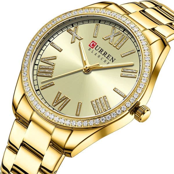 CURREN Quartz Womens Bracelet Wristwatches with Rhinestone Dial Elegant Luminous Hands Stainless Steel Watches 251010