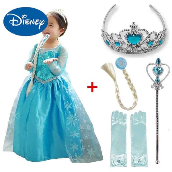 Disney Girls Snow Queen Elsa Costumes for Girls Halloween Carnival Party Prom Gown Cosplay Princess Dress Children Clothing 310 Years H251013