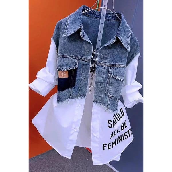 Splicing Denim Jacket Women Spring Autumn Korean Fashion Shirt Tops Casual Jean Jackets Female Windbreaker 251008BANJIA