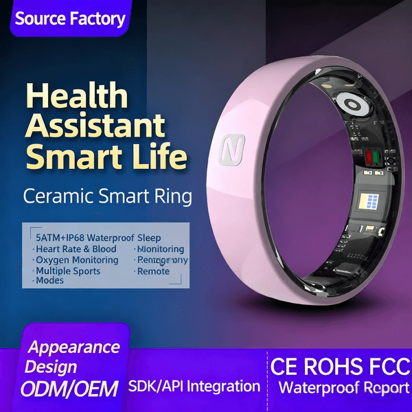 Pink Ceramic TK8 Fitness Tracker Advanced Health Metrics via Intelligent Wearable Device