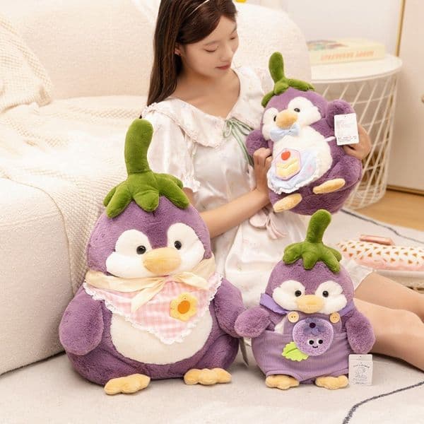 New Baby Eggplant Adorable Penguin Plush Toy Girl Cute Comfort Sleeping Pillow Doll