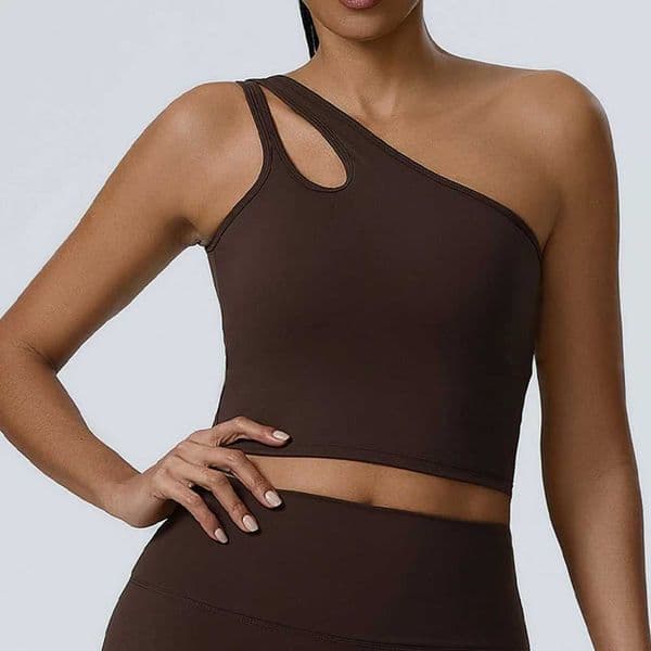 One-Shoulder Sport Bra Gym Top Fitness Breathable Shockproof Sport Underwear With Chest Pad Gym Clothes Push Up Crop Top Z250812