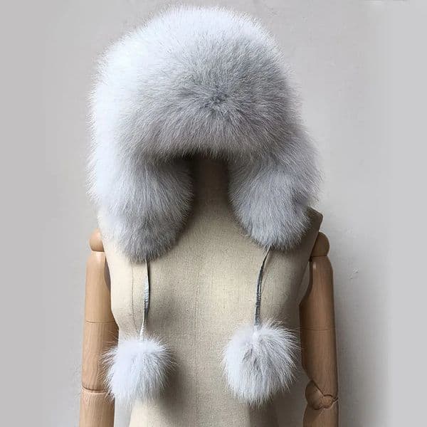 Real Women Fox Fur Hat With earflap Warm Winter Ladies Thick Real Raccoon Fur Hats Russia Geunine Fox Fur Cap 251011