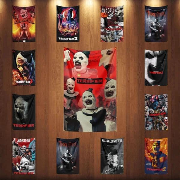 3x5 Ft TTerrifiers Flag Classic Horror Movie Flag Halloween Wall Hanging Banner Decor Movie Poster 251010