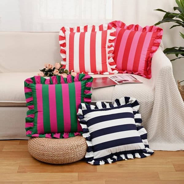 BUYNOW Striped Lace Velvet Pillowcase 18X18Inch Pillowcases Soft Cozy Cushion Cases for Couch Bedroom Living Room Home Decor 251013