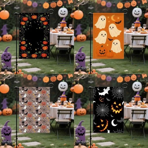 Halloween Cookie Pattern DoubleSided Linen 12x18 Inches Home Outdoor Yard Holiday Party Decorations Flag Pole Not Included 251010