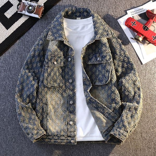 European light luxury fashionable jacket for men's 2025 autumn new design arrival casual denim jacket