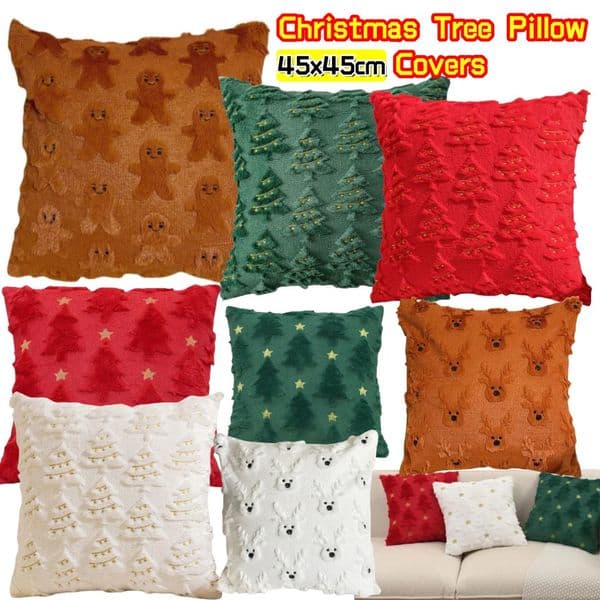 45X45cm Christmas Cushion Cover Xmas Tree Throw Pillow Fall Winter Decorative Soft Pillowcase for Festive Couch 251013