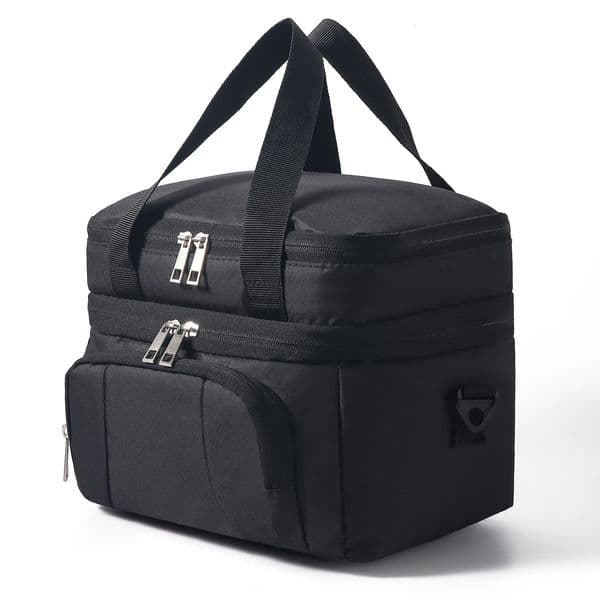 DoubleLayer Insulated Lunch Bag Portable Box Waterproof Picnic with Adjustable Shoulder Strap 251013BJ