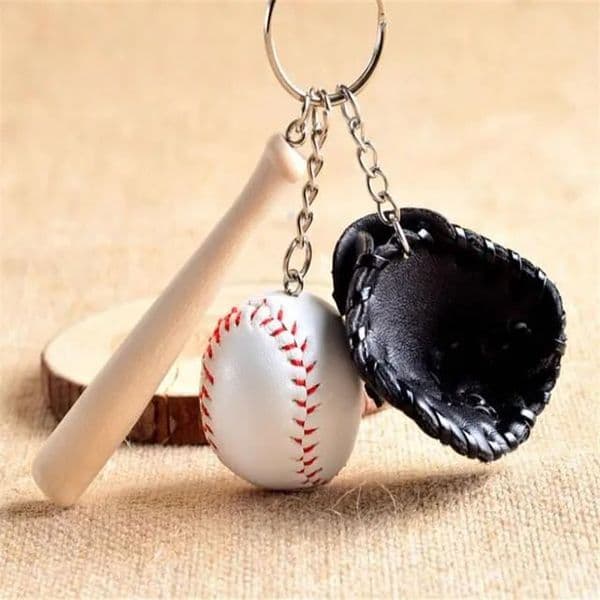 Creative Keychain Glove Baseball Bat PU Leather Baseball Keyring Sport Keychain Handbag Bag Pendant Accessories Gift