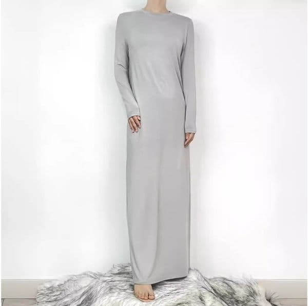 (1018) New Middle Eastern Muslim Round Neck Dress Comfortable Inner Long Skirt