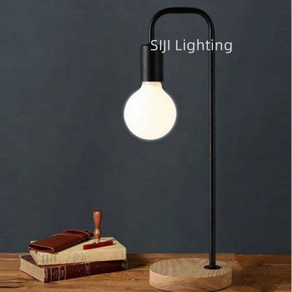 E27 LED Desk Lamp Loft Industrial Nightstand Lamps Wooden Base Table Lamp Vintage Bedside light for Living Room Office Bedroom Z251014