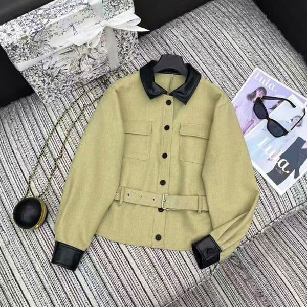 Women's retro pattern jacket suit embroidered color block lapel long sleeve jacket coat suit coat versatile