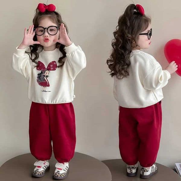 Baby Girls Clothes Set Autumn Kid Fashion Cartoon Sweatshirts Pullover Top Pants 2pcs Suit Children Girls Tracksuits Outfits X251014
