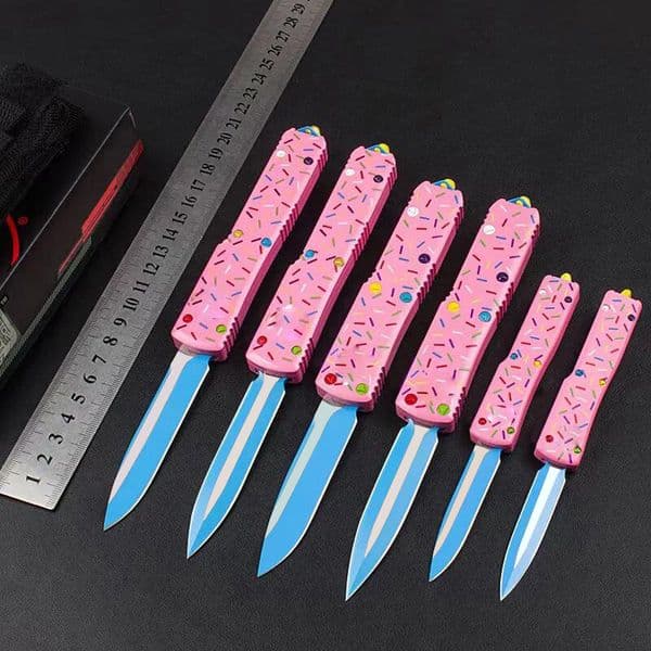 6Models Donut 204P Knife 3.34 knives D2 Plain Blade, Aviation Aluminum Handles