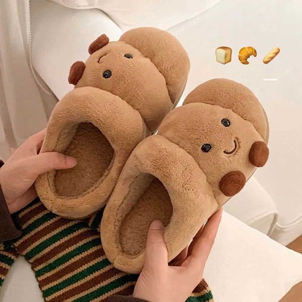 Fun Croissant Bread Cotton Slippers for Men and Women Winter Couple Home Use ThickSoled NonSlip Home Slippers for Women J251013 L260504