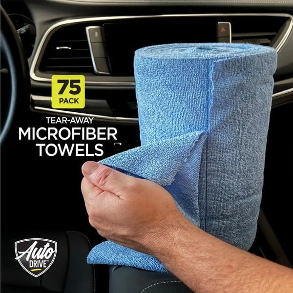 75Pack Tear Away Microfiber Towel Roll MultiPurpose Cleaning Cloths for Car Wash Detailing 251013BJ