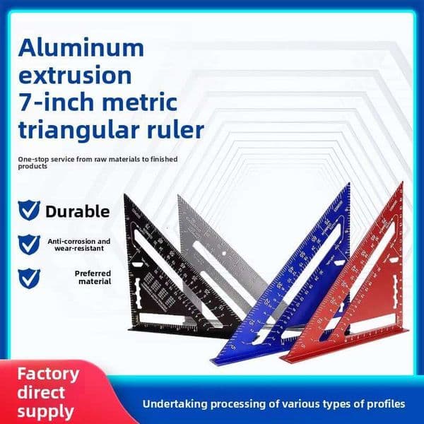 Durable Aluminum Extrusion 7-Inch Metric & Imperial Triangular Ruler, Precision Measuring Tool for Carpentry, Drafting & DIY Projects, Factory Direct Supply