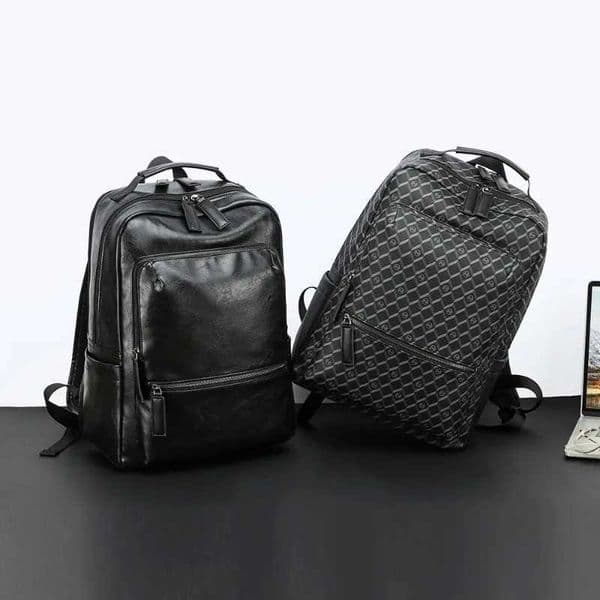 New Style Men's Backpack Fashion Design Backpacks Luxury PU Leather Laptop Bag Large Capacity Student School Bag Backpack Male