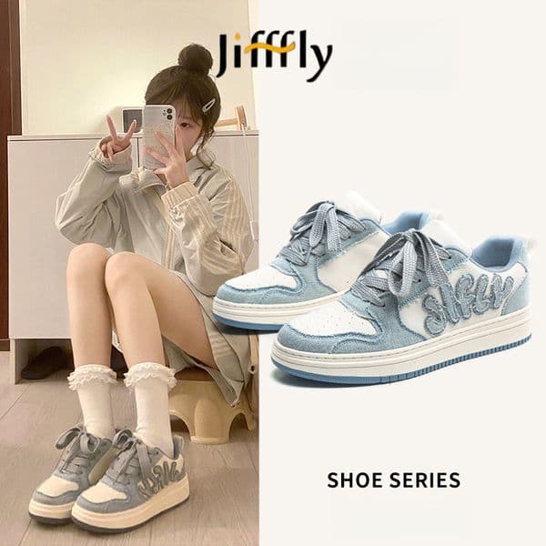 Jifffly Designer Retro Denim Board Shoes Luxurious And Fashionable Men And Women's New Trend Letter Versatile Outdoor Breathable Casual Sports Shoes